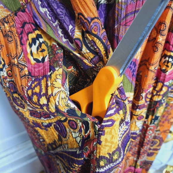 Vintage 80s Dawn Joy Cottagecore Midi Dress Womens XL 2XL Boho Floral Paisley - Picture 4 of 9